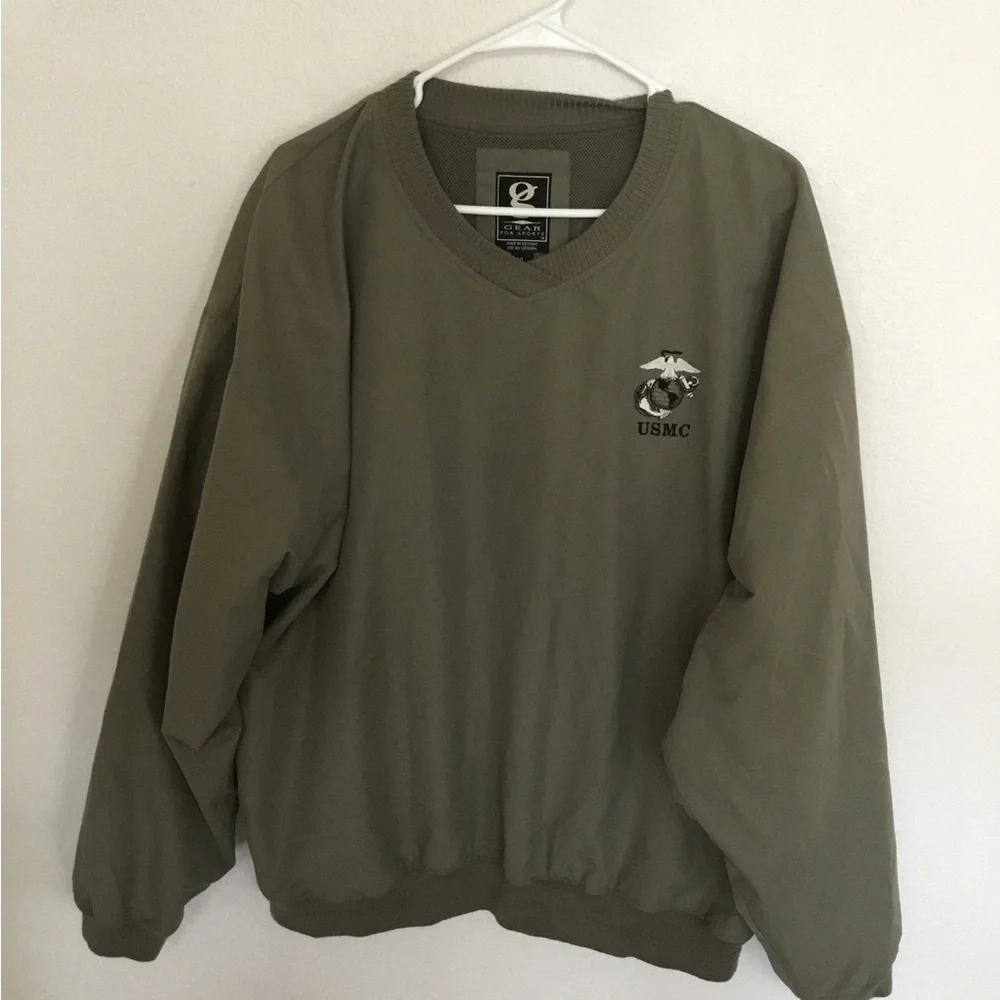 Marine corps v neck olive drab pullover jacket size XL